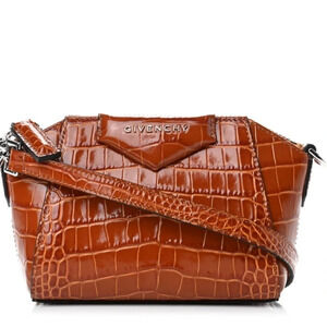 Givenchy Calfskin Croc Embossed Nano Antigona Bag